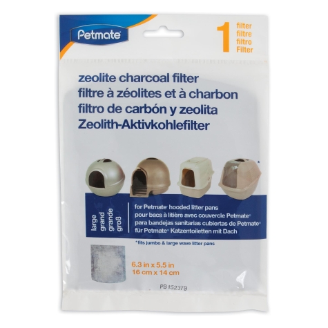Petmate 29202 Litter Box Filter, Large, Zeolite, Black/White, For: Hooded Litter Pans