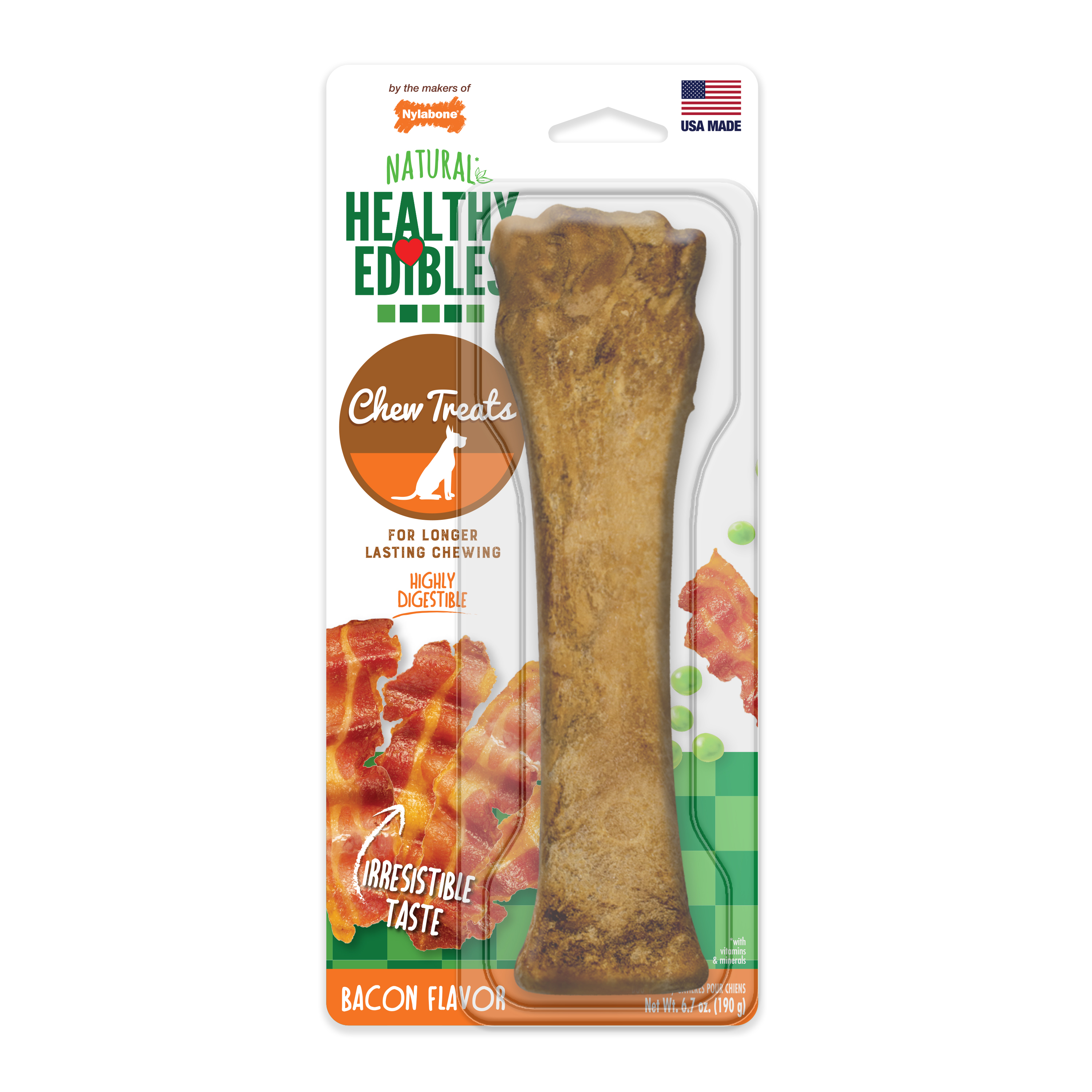 Nylabone Healthy Edibles NEB105P Dog Chew Treat, Souper, Bacon Flavor, 50 lb Pack
