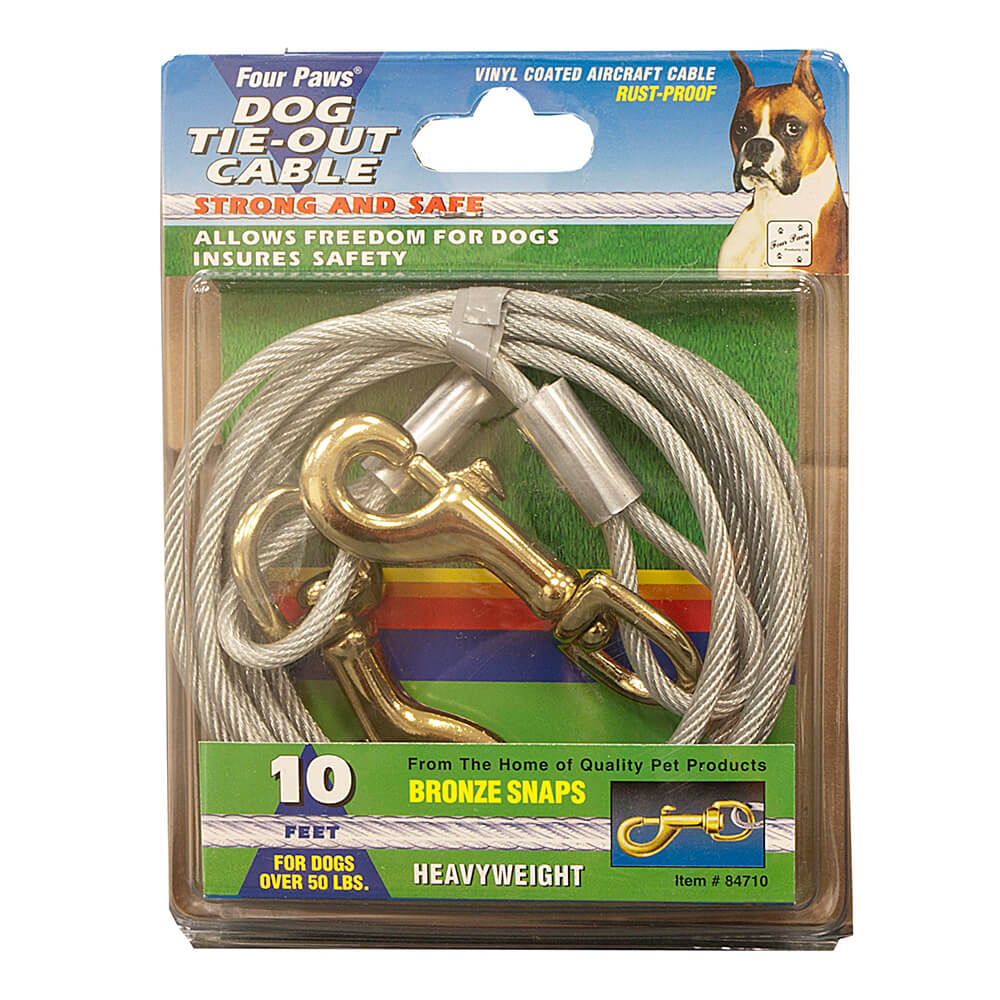 Four Paws 100203837 Tie-Out Cable, Heavy-Weight, 10 ft L Belt/Cable, Silver - 1
