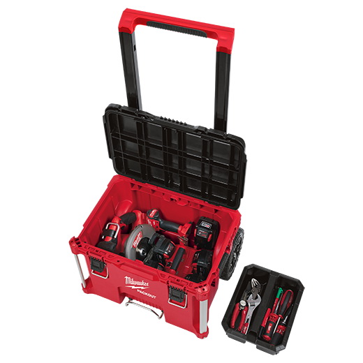 Milwaukee PACKOUT 48-22-8426 Rolling Tool Box, 250 lb, Plastic, Red, 18.6 in L x 22.1 in W x 25.6 in H Outside - 4