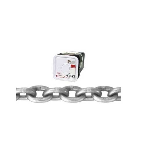 0184616 High-Test Chain, 3/8 in, 40 ft L, 5400 lb Working Load, 43 Grade, Carbon Steel, Bright/Galvanized