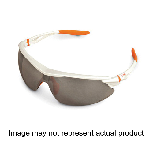 Stihl 7010 884 0368 Two-Tone Sport Glasses, Polycarbonate Lens, Wraparound Frame, Orange/White Frame