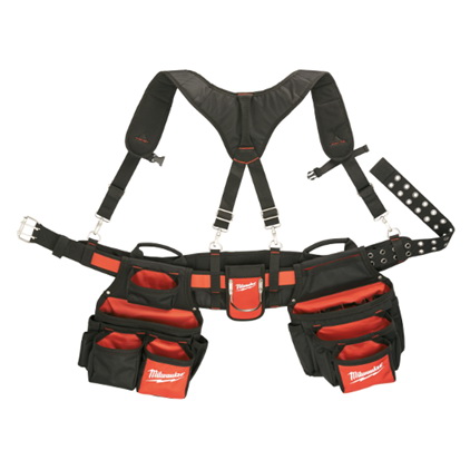 48-22-8120 Work Belt, 30 to 53 Waist, 1680 Denier Nylon, Black/Red, 24-Pocket