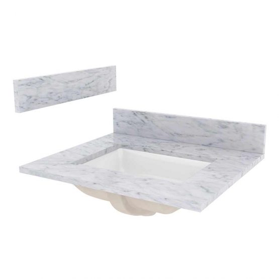 ST31228CWR Vanity Top, 31 in OAW, Marble, 1-Bowl, Rectangular Bowl
