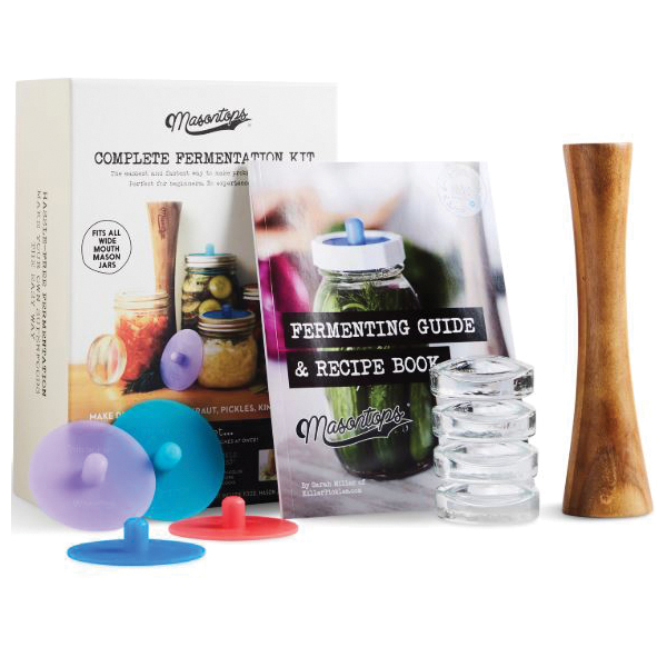 Masontops CFK9W Fermentation Kit, Glass/Silicone/Wood, Clear, 9-Piece