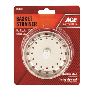 ACE ACE5903-1 Sink Strainer, 3-1/8 in Dia, Stainless Steel, Chrome - 2