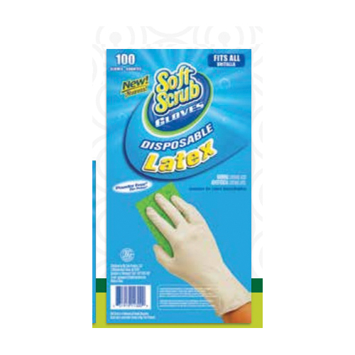 Soft Scrub 11300-16 Disposable Gloves, One-Size, Latex, White, Powdered