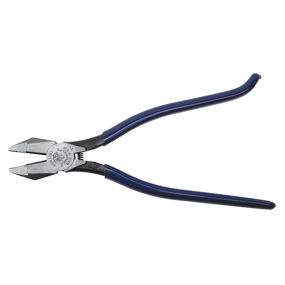 Klein Tools D201-7CST Ironworker's Plier with Spring, 9.19 in OAL, Blue Handle, Hook Bend Handle, 1.156 in W Jaw