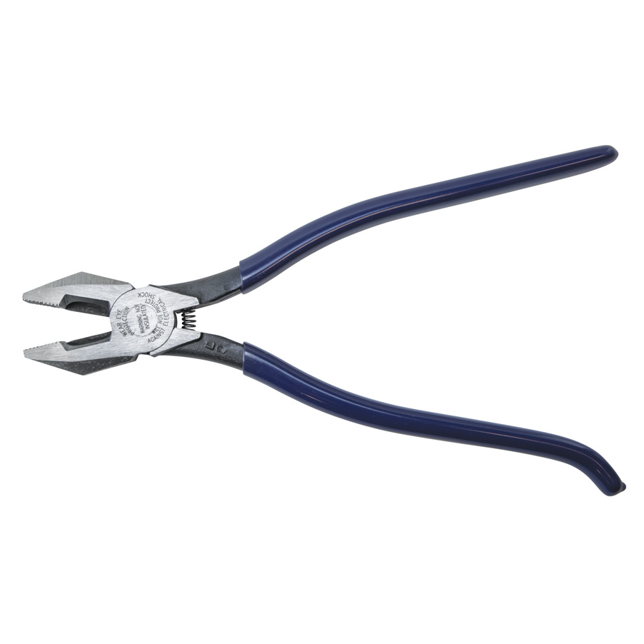 Klein Tools D201-7CST Ironworker's Plier with Spring, 9.19 in OAL, Blue Handle, Hook Bend Handle, 1.156 in W Jaw