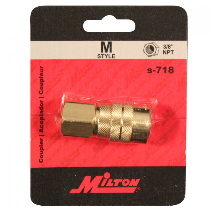 Milton S-718 Coupler, M-Style, 3/8 in, FNPT, Brass