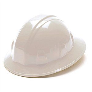 Pyramex HP24110-TV Hard Hat, White, 4-Point Suspension, HDPE Shell, Class: C, E, G, Full Brim, Ratchet Adjustment Type