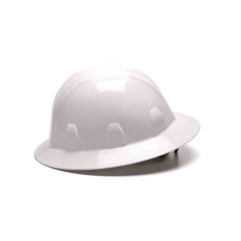 Pyramex HP24110-TV Hard Hat, White, 4-Point Suspension, HDPE Shell, Class: C, E, G, Full Brim, Ratchet Adjustment Type