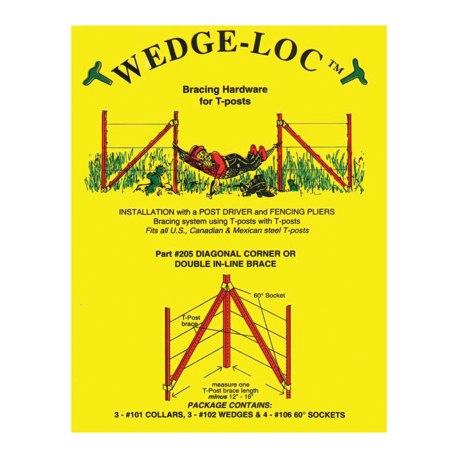 T-Post Corner or In-Line Brace Hardware Kit, Wedge-Loc, A..., image size:900x900