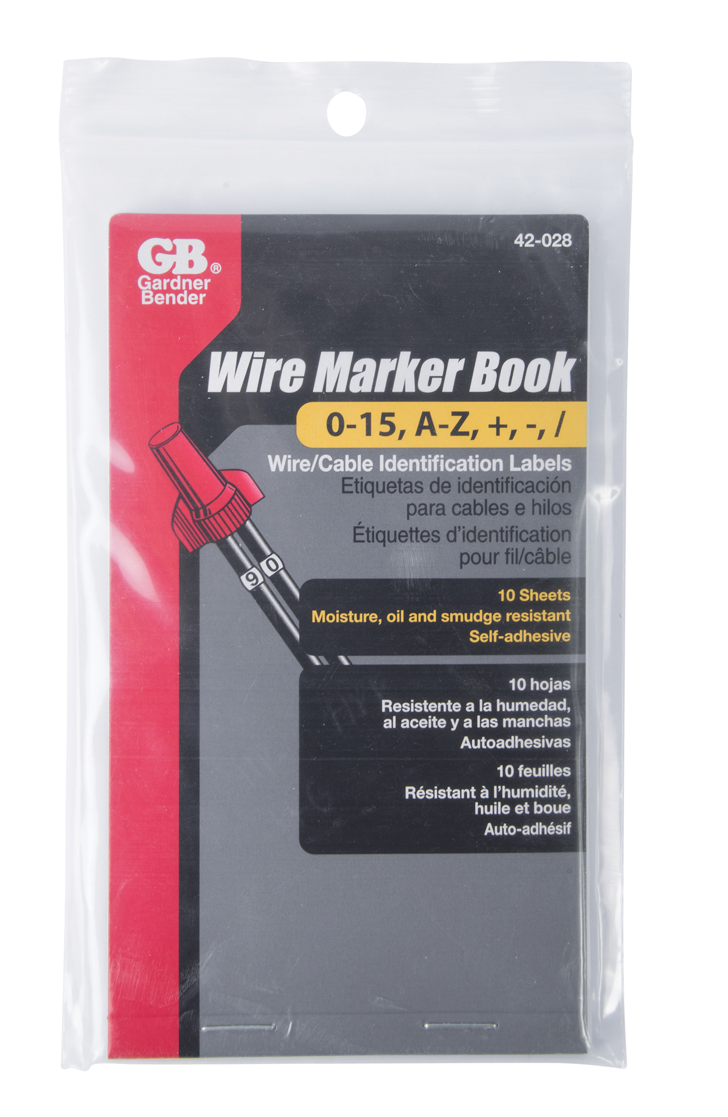 Wire Marker, Gardner Bender, 3-1/4 in L, 0.04 in W, Metal/Plastic - 2