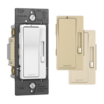 Legrand radiant RH703PTCCCV6 Dimmer, 120 VAC, 700 W, Halogen, Incandescent Lamp, 3-Way, Ivory/Light Almond/White
