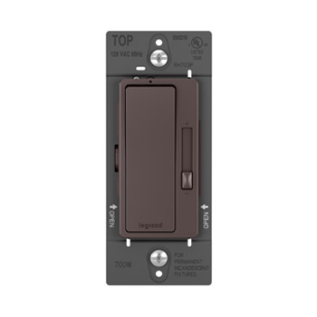 Legrand radiant RH703PDBCCV4 Dimmer, 120 VAC, 700 W, CFL, Halogen, Incandescent, LED Lamp, 3-Way, Dark Bronze