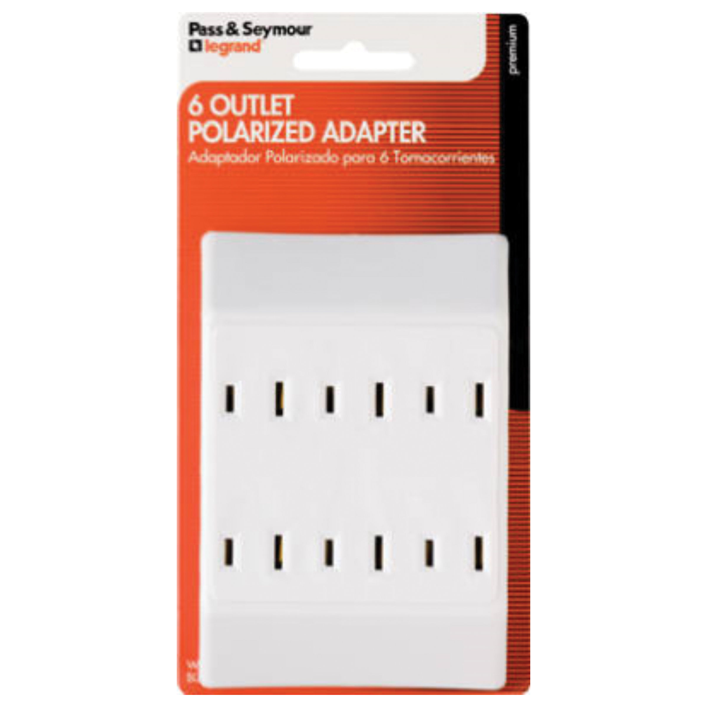 Legrand 1746WCCC4 Plug Adapter, 2 -Pole, 15 A, 125 V, 6 -Outlet, NEMA: NEMA 5-15, White