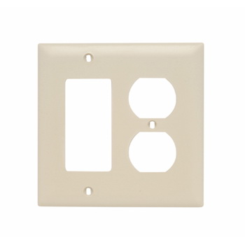 Pass & Seymour TradeMaster TP826ICC12 Combination Wallplate, 4.68 in L, 4-3/4 in W, 2 -Gang, Nylon, Ivory