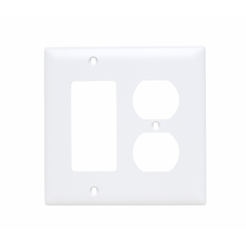 TradeMaster TP826WCC12 Combination Wallplate, 4.68 in L, 4-3/4 in W, 2 -Gang, Nylon, White