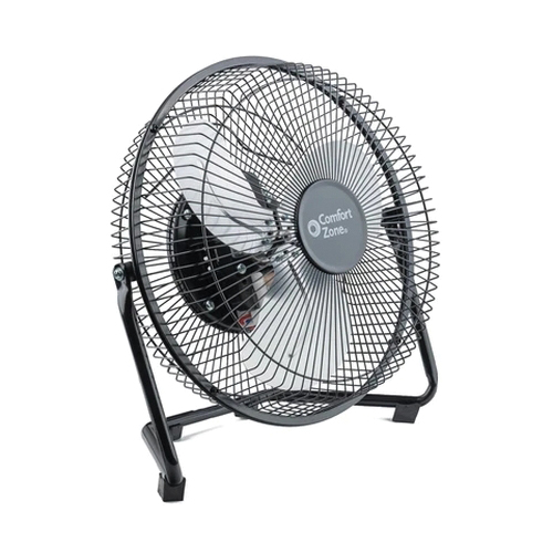 Comfort Zone CZHV9B High-Velocity Cradle Fan, 120 V, 9 in Dia Blade, 3-Speed, 136 cfm Air, Black