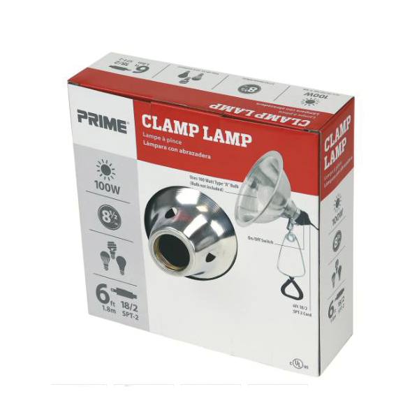 Prime CL050506 Clamp Lamp with Power Cord, CFL, Incandescent, LED Lamp, Black - 4