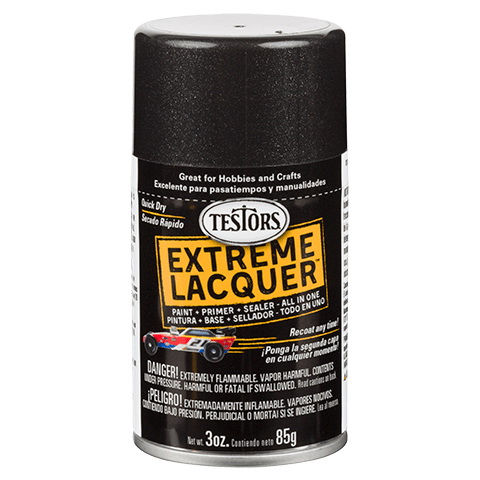 Testors EXTREME LACQUER 1832MT Lacquer Paint, Gloss, Blazing Black, 3 oz, Aerosol Can
