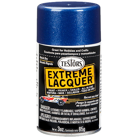 Testors EXTREME LACQUER 1836MT Lacquer Paint, Gloss, De Ja Blue, 3 oz, Aerosol Can