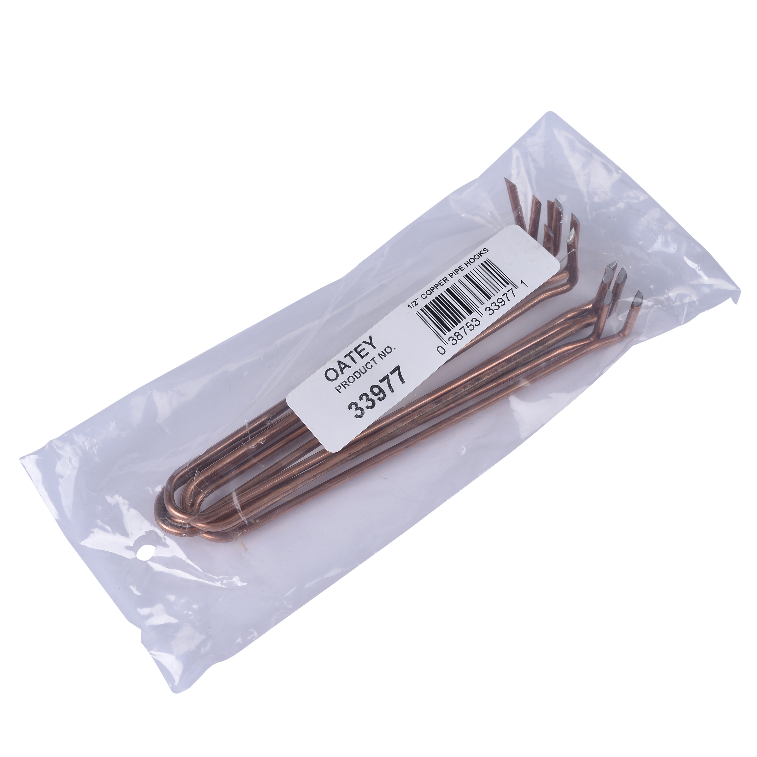 Oatey 33977 Self-Nailing Pipe Hook, 1/2 in Opening, Copper/Steel, Gray