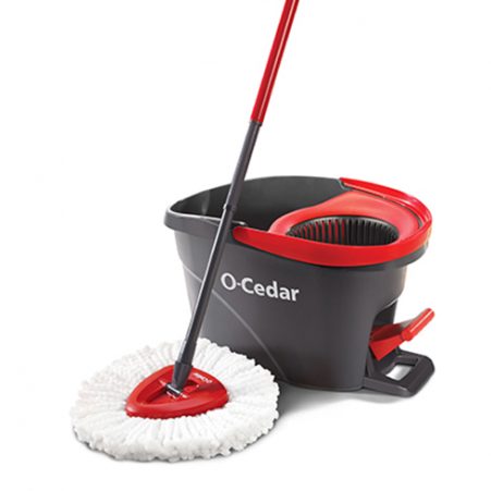 O-Cedar EasyWring 148473 Spin Mop and Bucket System, Microfiber Mop Head, Red Mop Head, Metal Handle - 1