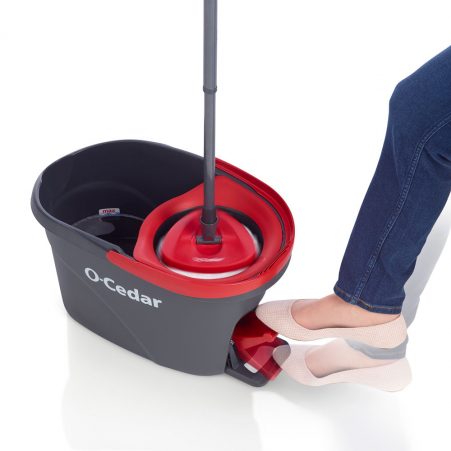 O-Cedar EasyWring 148473 Spin Mop and Bucket System, Microfiber Mop Head, Red Mop Head, Metal Handle - 2