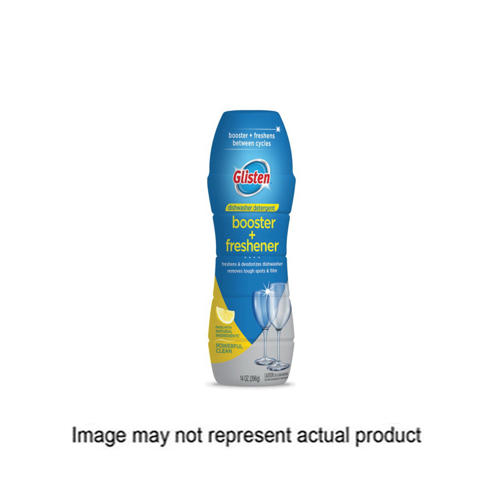 Glisten DM0616N Detergent Booster and Freshener, 16 oz, Powder, Lemon, Yellow