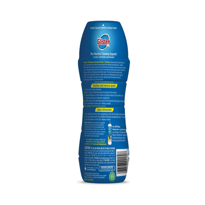 Glisten DM0616N Detergent Booster and Freshener, 16 oz, Powder, Lemon, Yellow