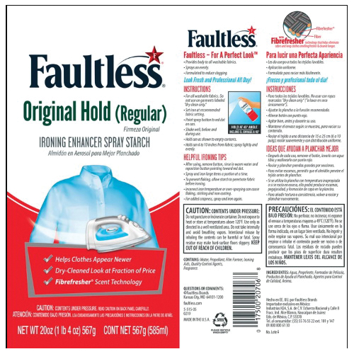 Faultless 20706 Spray Starch, 20 oz, Liquid, Pleasant, Clear - 3