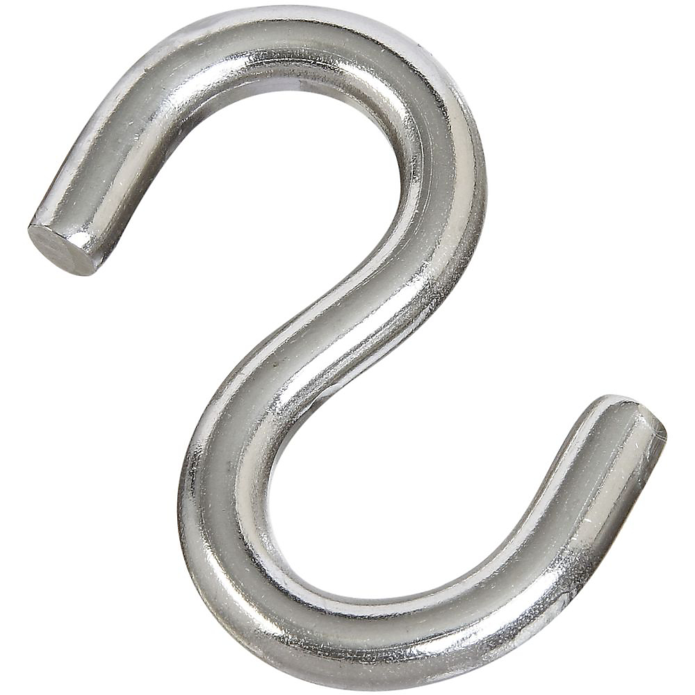 N197-202 S-Hook, 145 lb Working Load, 0.3 in Dia Wire, Stainless Steel