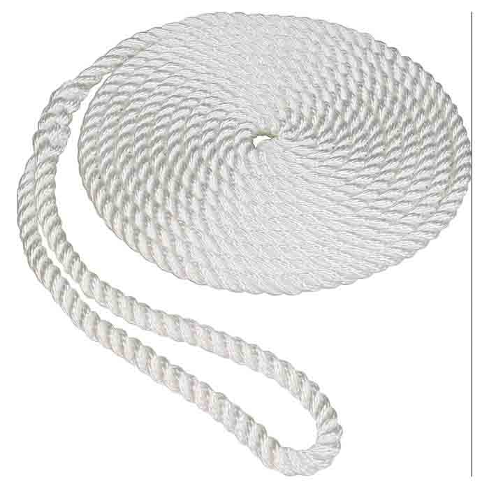 SeaSense 50013001 Dock Line, 3/8 in Dia, 20 ft L, 330 lb Working Load, Nylon, White