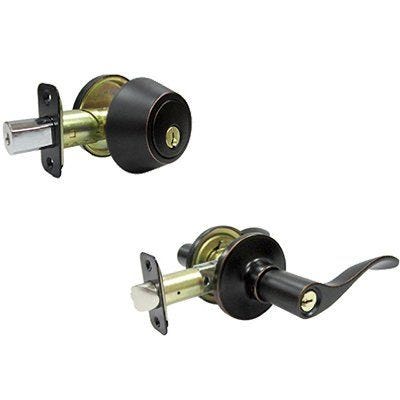 Tru-Guard MB6X7L1B KA2 Combination Lockset, Lever Handle, Bergamo Wave Design, Aged Bronze, Rekeyable