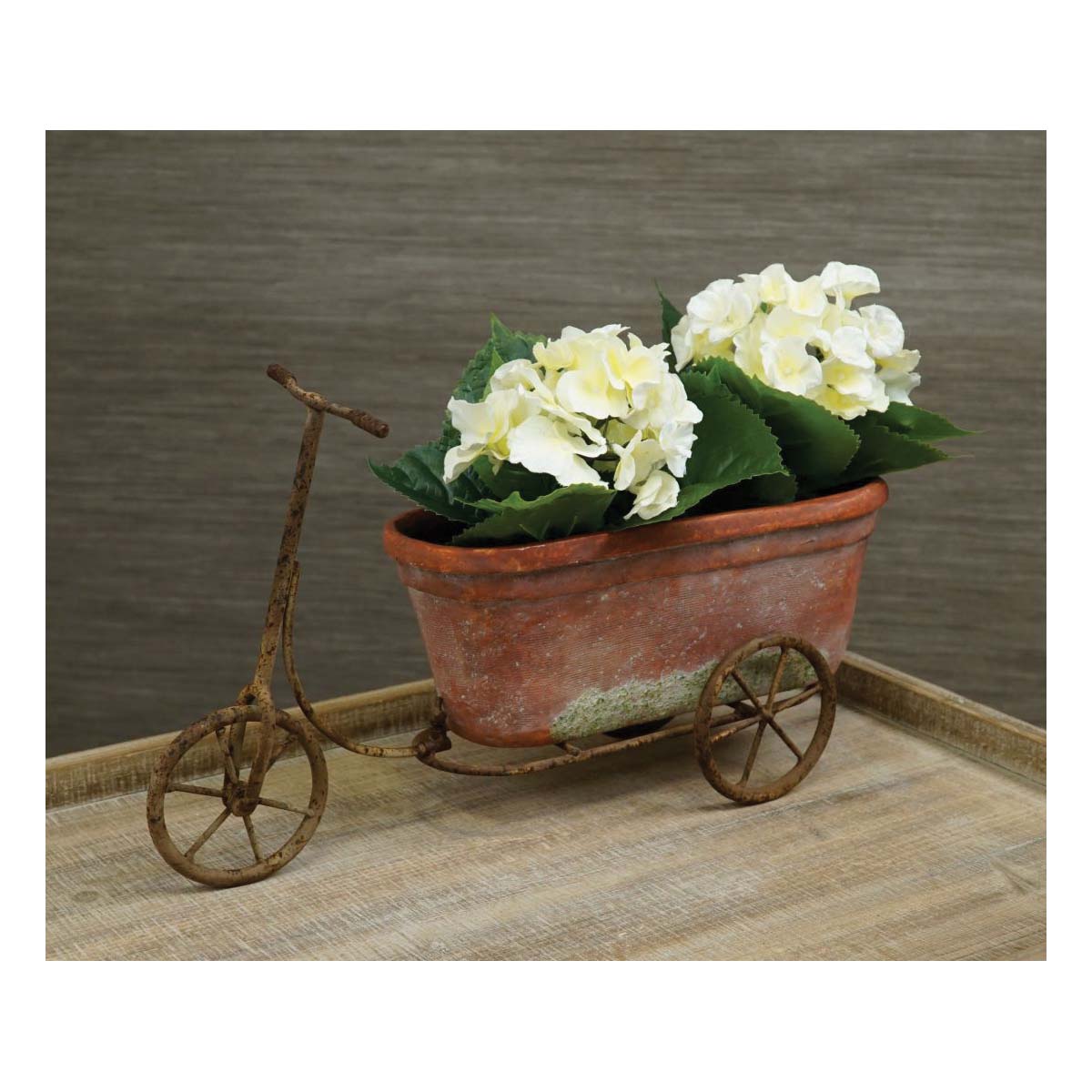 MARSHALL Home & Garden AG12 Table Planter, 10 in H, 17-1/2 in W, 5 in D, Bike Design, Magnesium Oxide - 2