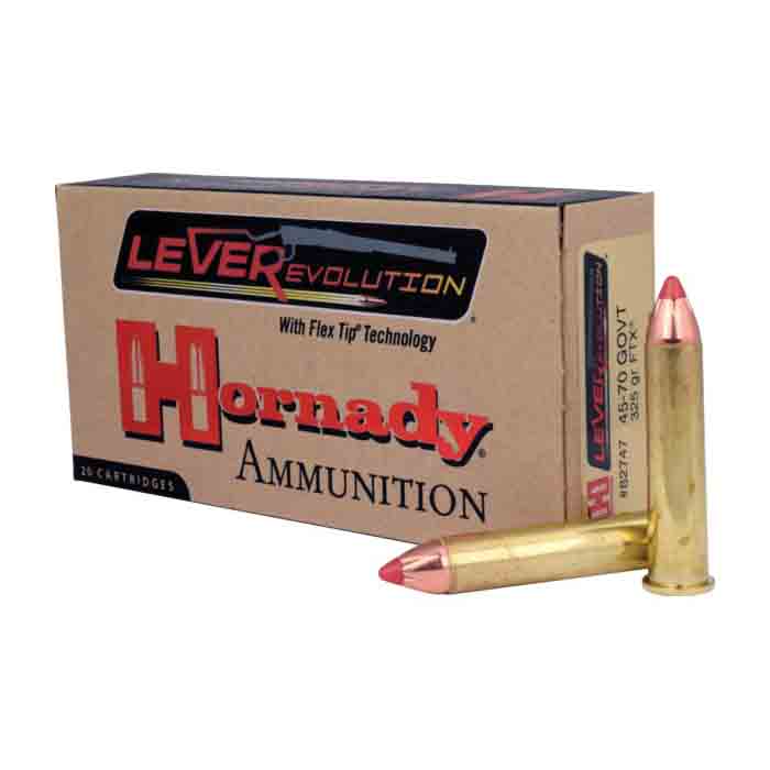 Hornady LEVERevolution FTX Series 82747 Ammo, 45-70 Government, 325 Grains, 20 Rounds, Brass