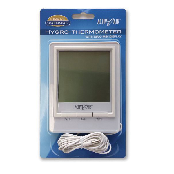 Hydrofarm HGIOHTJ Active Air Hygro-Thermometer, LCD Display