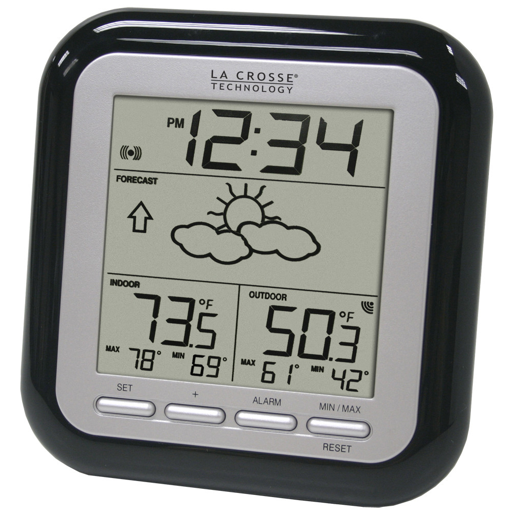 La Crosse WS-9133BK-IT Weather Station, 5.33 in L x 1.10 in W x 5.56 in H Display, Battery, Black/Silver