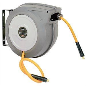 Master Mechanic 27827153 Hose Reel, 3/8 in Hose, 50 ft L Hose, Auto Winding, Polymer