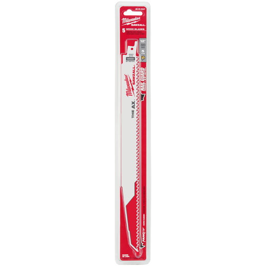 Milwaukee AX SAWZALL 48-01-2027 Series Reciprocating Saw Blade, Applicable Materials: Aluminum, Metal, Wood, 1 in W