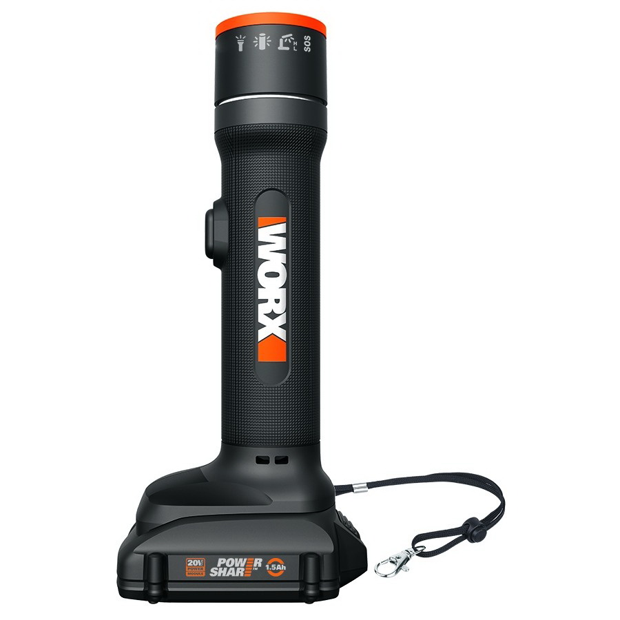 WX027L Multi-Function Flashlight, 1.5 Ah, Lithium-Ion Battery, LED Lamp, 130 Lumens, Black