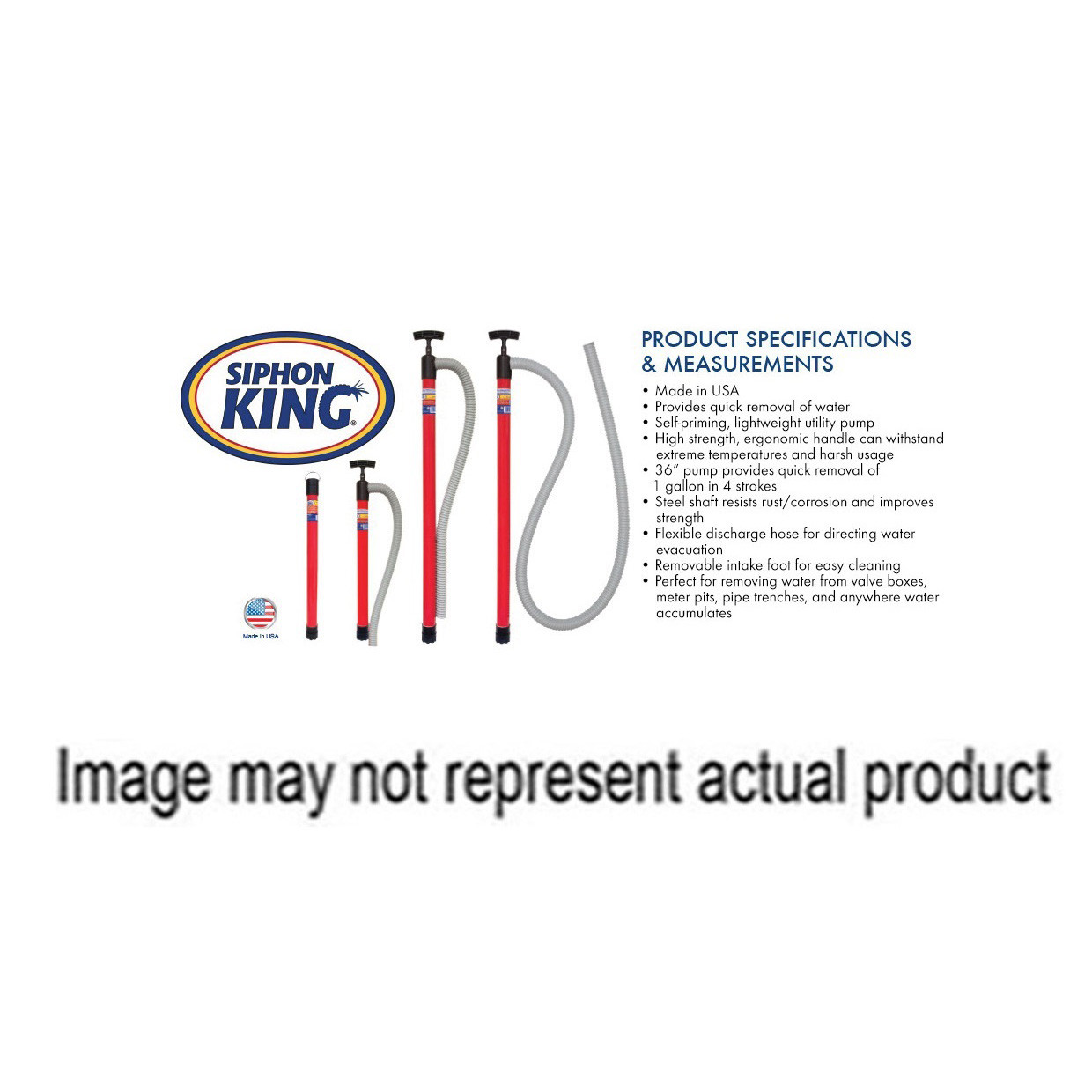 King Innovation 48072 Utility Pump, 72 in L Discharge Tube