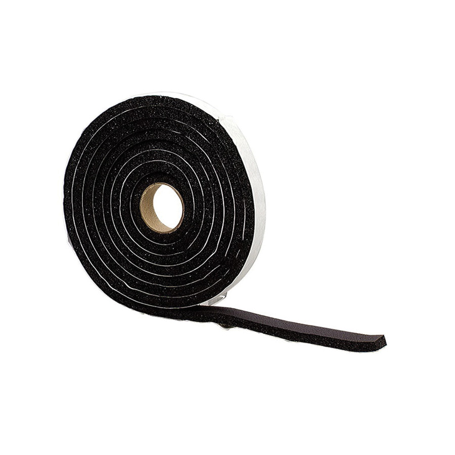 43155 Weatherstrip Tape, 1 in W, 1/4 in Thick, 10 ft L, Sponge Rubber, Black