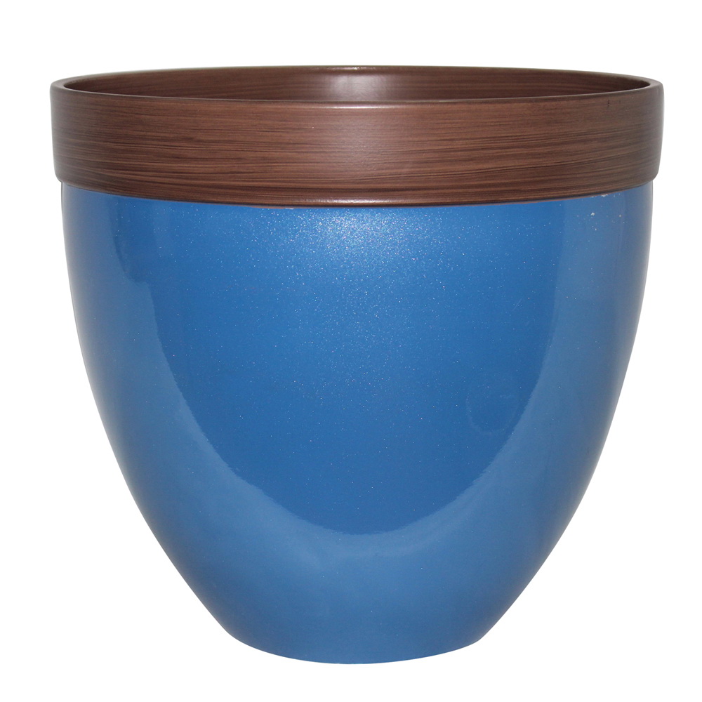 HDR-046875 Planter, 14-1/2 in H, 14-1/2 in W, 13-1/2 in D, Resin, Sailor Blue, Gloss