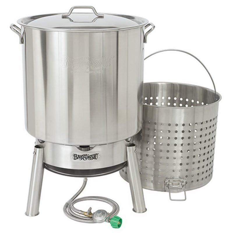 KDS-182 Crawfish Cooker Kit, 21 in L, 21 in W, 85 qt Capacity, Stainless Steel
