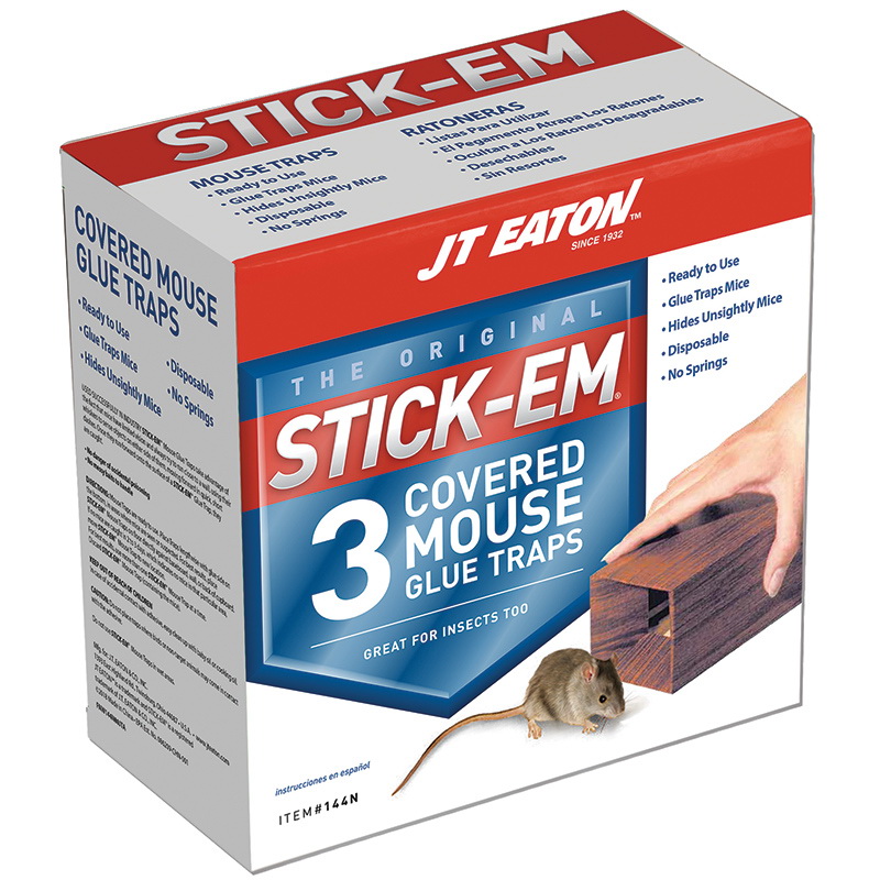 J.T. Eaton 144N Mouse Glue Trap, 6 in L, 3-1/2 in W, 2-1/2 in H, Glue Locking