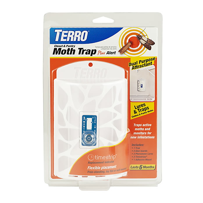 TERRO T2950 Closet and Pantry Moth Trap Plus Alert, Solid, Flat, Free-Standing, Wall Mounting - 2