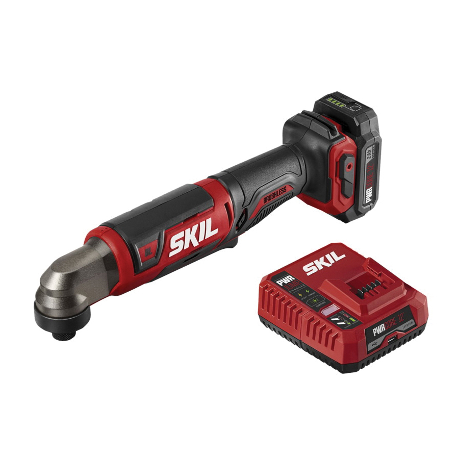RI574502 Right Angle Impact Driver, Battery Included, 12 V, 2 Ah, 1/4 in Drive, Hex Drive, 3750 ipm